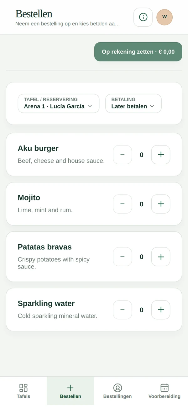 Waiter in Nevai App