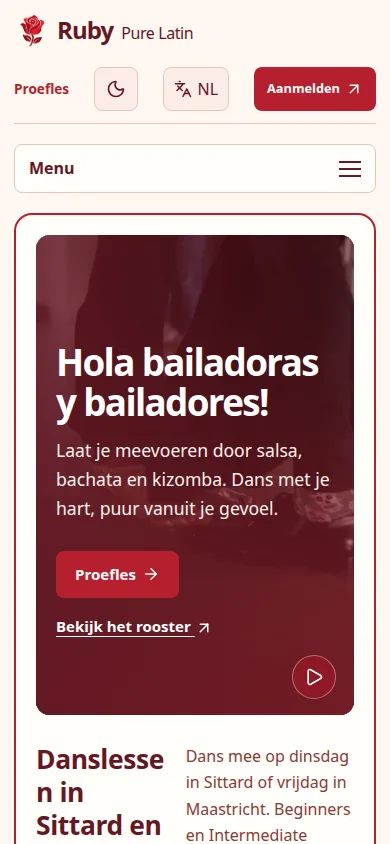 Mobile homepage: Ruby Pure Latin